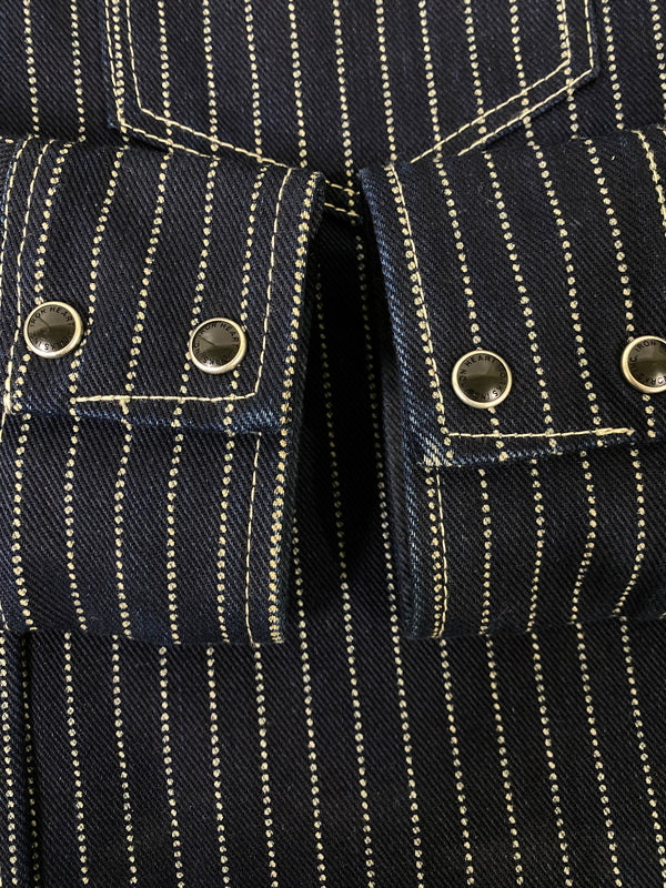 【中古品】【メンズ】 IRON HEART アイアンハート WABASH WESTERN SHIRT ウォバッシュ ウエスタンシャツ 長袖シャツ トップス 145-260806-yn-31-min サイズ：SMALL カラー：ネイビー 万代Net店