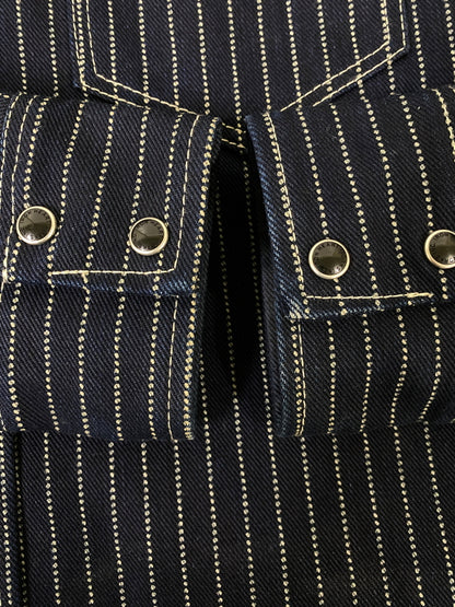 【中古品】【メンズ】 IRON HEART アイアンハート WABASH WESTERN SHIRT ウォバッシュ ウエスタンシャツ 長袖シャツ トップス 145-260806-yn-31-min サイズ：SMALL カラー：ネイビー 万代Net店