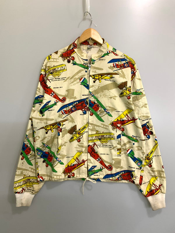 【中古品】【メンズ】 USED ユーズド 60S PRIDEジップ 飛行機柄 コットンジャケット 60年代 プライドジップ 長袖 ジップアップ メンズ ライトアウター 146-260809-em-41-min サイズ：M カラー：イエロー系 万代Net店
