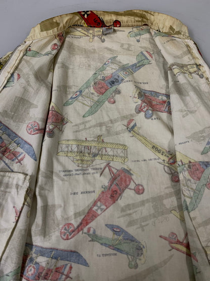 【中古品】【メンズ】 USED ユーズド 60S PRIDEジップ 飛行機柄 コットンジャケット 60年代 プライドジップ 長袖 ジップアップ メンズ ライトアウター 146-260809-em-41-min サイズ：M カラー：イエロー系 万代Net店