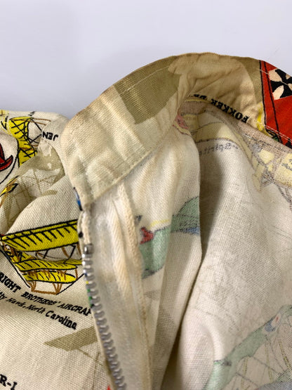 【中古品】【メンズ】 USED ユーズド 60S PRIDEジップ 飛行機柄 コットンジャケット 60年代 プライドジップ 長袖 ジップアップ メンズ ライトアウター 146-260809-em-41-min サイズ：M カラー：イエロー系 万代Net店