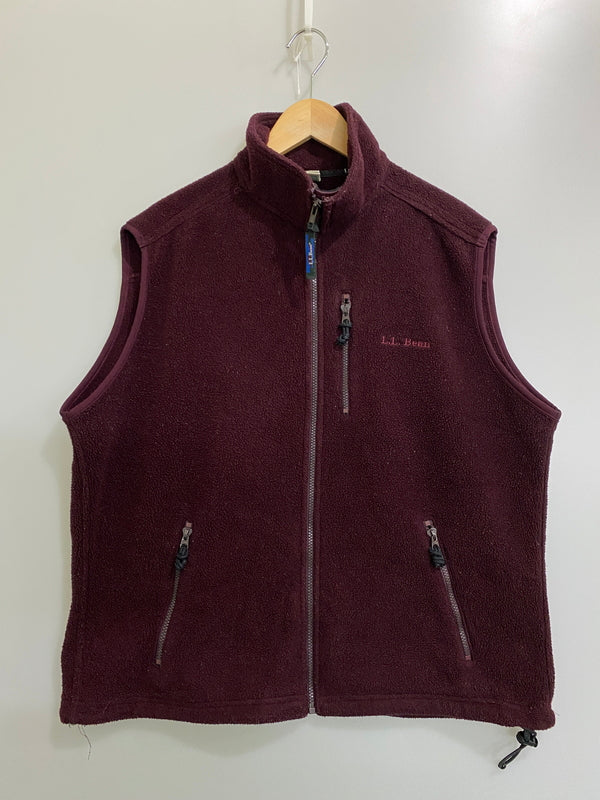 【中古品】【メンズ】 L.L.BEAN エルエルビーン FLEECE VEST フリース ベスト トップス 146-260806-jt-03-min サイズ：L カラー：ワインレッド系 万代Net店