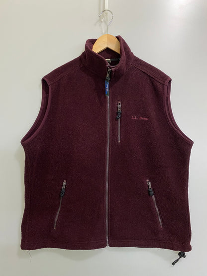 【中古品】【メンズ】 L.L.BEAN エルエルビーン FLEECE VEST フリース ベスト トップス 146-260806-jt-03-min サイズ：L カラー：ワインレッド系 万代Net店