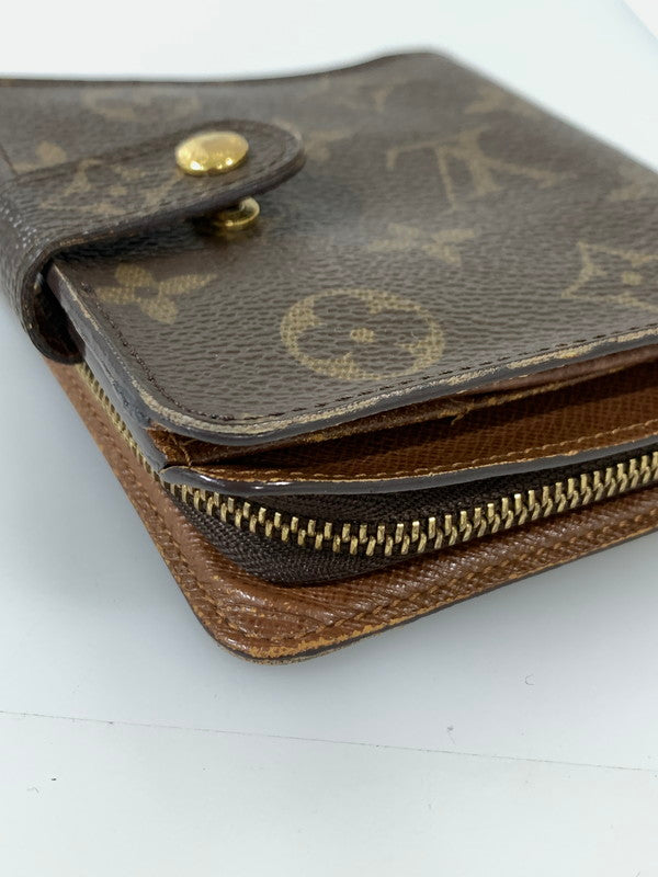 【現状渡し品】【メンズ/レディース】 LOUIS VUITTON ルイ・ヴィトン モノグラム コンパクト ジップ M61667 CT0081 2つ折り財布 ウォレット 179-260817-em-19-min カラー：ブラウン 万代Net店