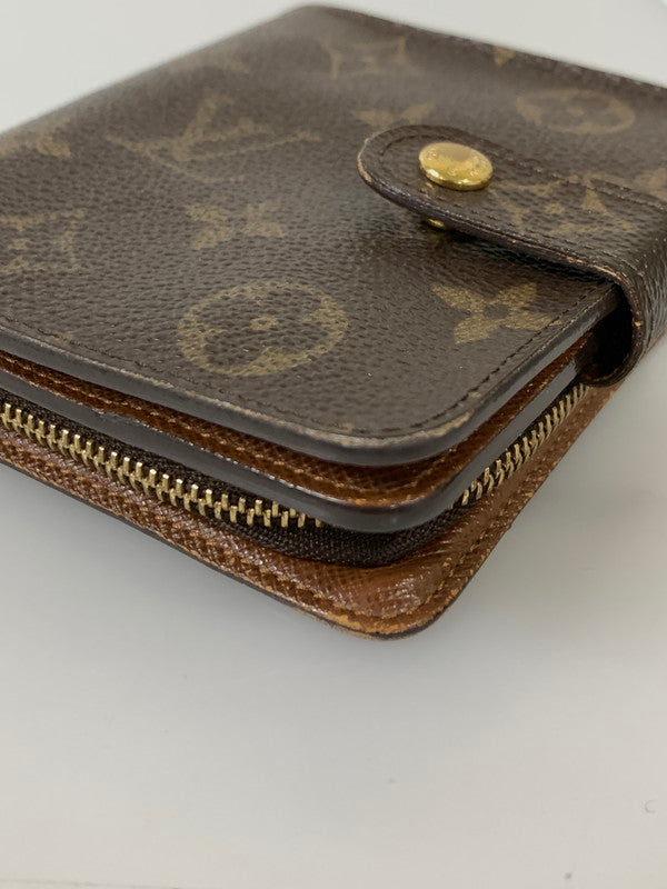 【現状渡し品】【メンズ/レディース】 LOUIS VUITTON ルイ・ヴィトン モノグラム コンパクト ジップ M61667 CT0081 2つ折り財布 ウォレット 179-260817-em-19-min カラー：ブラウン 万代Net店