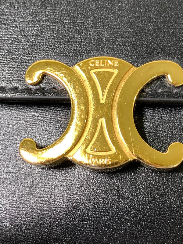 【中古品】【メンズ】 CELINE セリーヌ トリオンフ スモールフラップウォレット 財布 181-260811-hu-17-min カラー：ブラック 万代Net店