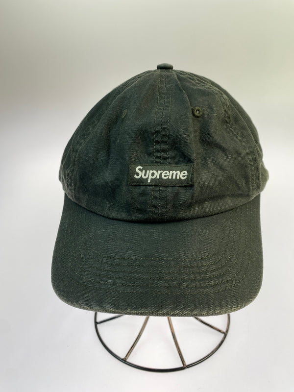 【中古品】【メンズ/レディース】 SUPREME シュプリーム 22SS SMALL BOX COATED LINEN 6-PANEL CAP スモール ボックス コーテッド リネン 6パネル キャップ 帽子 185-260809-em-14-min カラー：ブラック 万代Net店