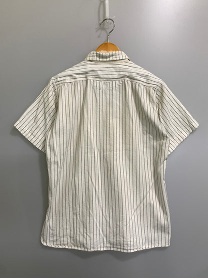 【中古品】【メンズ】 SUGAR CANE シュガーケーン FICTION ROMANCE 8.5OZ. WHITE WABASH STRIPE WORK SHIRT SC37275 半袖 シャツ 145-260811-hu-28-min サイズ：S 14-14 1/2 カラー：ホワイト 万代Net店