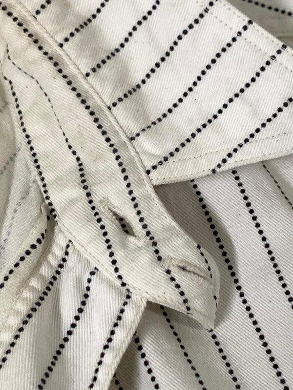 【中古品】【メンズ】 SUGAR CANE シュガーケーン FICTION ROMANCE 8.5OZ. WHITE WABASH STRIPE WORK SHIRT SC37275 半袖 シャツ 145-260811-hu-28-min サイズ：S 14-14 1/2 カラー：ホワイト 万代Net店