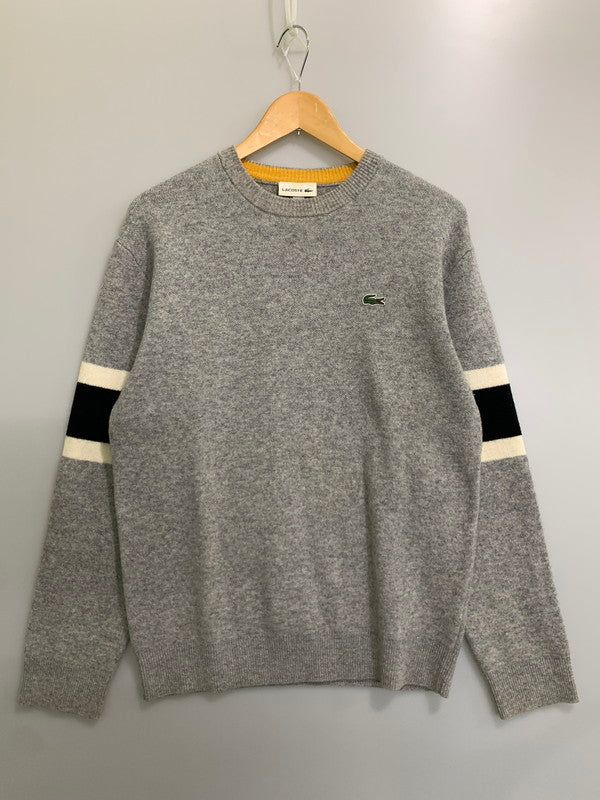 【中古品】【メンズ】 LACOSTE ラコステ WOOL KNIT AH8544 ウール ニット メンズ 長袖 セーター トップス 147-260809-em-61-min サイズ：XS カラー：グレー 万代Net店
