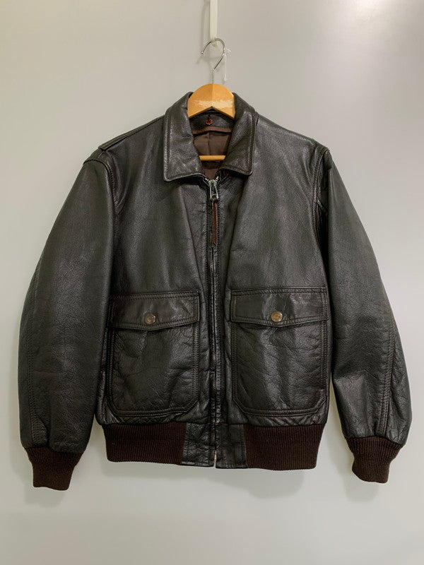 【中古品】【メンズ】 BAHRON バロン LEATHER JACKET レザージャケット メンズ アウター 上着 ジップアップ 146-260809-em-64-min サイズ：M カラー：ブラウン 万代Net店