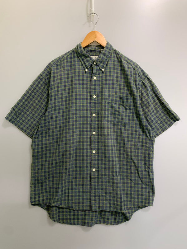 【中古品】【メンズ】 GAP ギャップ 00S CHECK S/S SHIRT 00年代 ショートスリーブ チェックシャツ 半袖シャツ メンズ トップス 146-260809-em-58-min サイズ：L カラー：グリーン系 万代Net店