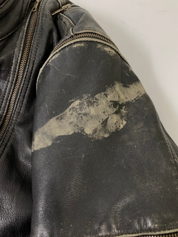 【現状渡し品】【メンズ】 MQP エムキューピー LEATHER JACKET レザージャケット メンズ アウター 革ジャン バイク ヴィンテージ ライダース 146-260809-em-59-min カラー：ブラック 万代Net店