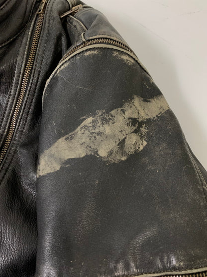 【現状渡し品】【メンズ】 MQP エムキューピー LEATHER JACKET レザージャケット メンズ アウター 革ジャン バイク ヴィンテージ ライダース 146-260809-em-59-min カラー：ブラック 万代Net店