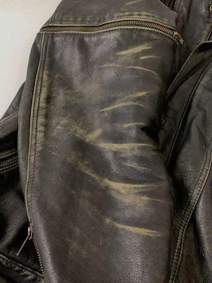 【現状渡し品】【メンズ】 MQP エムキューピー LEATHER JACKET レザージャケット メンズ アウター 革ジャン バイク ヴィンテージ ライダース 146-260809-em-59-min カラー：ブラック 万代Net店