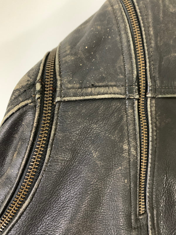 【現状渡し品】【メンズ】 MQP エムキューピー LEATHER JACKET レザージャケット メンズ アウター 革ジャン バイク ヴィンテージ ライダース 146-260809-em-59-min カラー：ブラック 万代Net店