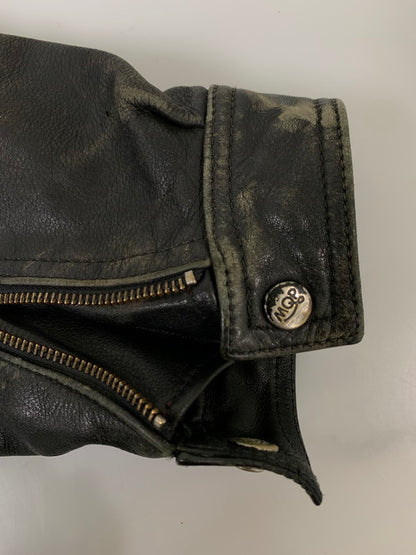【現状渡し品】【メンズ】 MQP エムキューピー LEATHER JACKET レザージャケット メンズ アウター 革ジャン バイク ヴィンテージ ライダース 146-260809-em-59-min カラー：ブラック 万代Net店