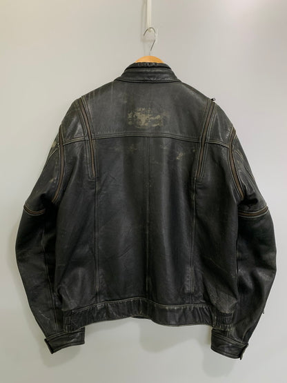 【現状渡し品】【メンズ】 MQP エムキューピー LEATHER JACKET レザージャケット メンズ アウター 革ジャン バイク ヴィンテージ ライダース 146-260809-em-59-min カラー：ブラック 万代Net店