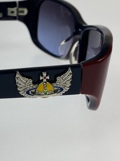 【中古品】【レディース】 VIVIENNE WESTWOOD ヴィヴィアンウエストウッド SQUARE SUNGLASSES スクエア サングラス アクサセリー ロゴ 54□16-140 サングラス 203-260823-em-34-min カラー：ワインレッド/ネイビー 万代Net店