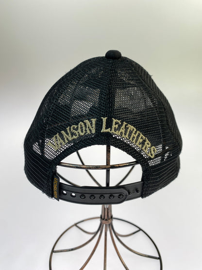 【現状渡し品】【メンズ/レディース】 VANSON バンソン FLYING EMBLEM CAP フライング エンブレム キャップ 帽子 刺繍 185-260809-em-12-min カラー：ブラック 万代Net店