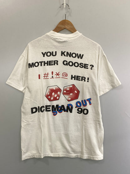 【現状渡し品】【メンズ】 ANDREW DICE CLAY アンドリュー・ダイス・クレイ 90S DICE MAN TEE ダイスマン 半袖TEE HANES BEEFY Tシャツ 146-260813-ta-02-min サイズ：Ｌ 42-44 カラー：ホワイト 万代Net店
