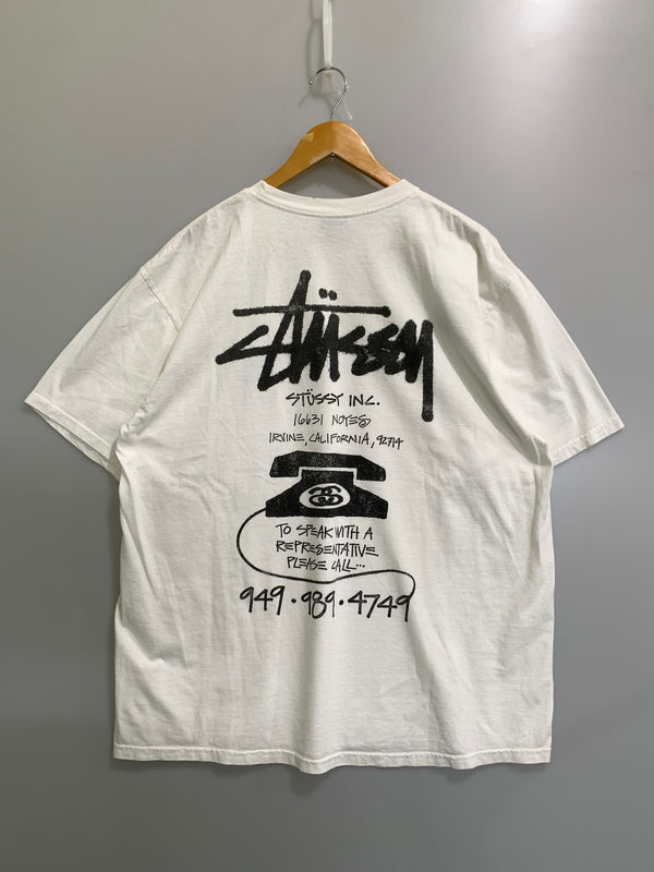 【中古品】【メンズ】 STUSSY ステューシー OLD PHONE PIGMENT DYED TEE 半袖 ショートスリーブ Tシャツ 142-260812-hu-26-min サイズ：XL カラー：ホワイト 万代Net店