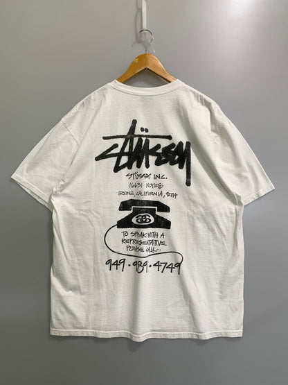 【中古品】【メンズ】 STUSSY ステューシー OLD PHONE PIGMENT DYED TEE 半袖 ショートスリーブ Tシャツ 142-260812-hu-26-min サイズ：XL カラー：ホワイト 万代Net店