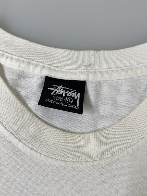 【中古品】【メンズ】 STUSSY ステューシー OLD PHONE PIGMENT DYED TEE 半袖 ショートスリーブ Tシャツ 142-260812-hu-26-min サイズ：XL カラー：ホワイト 万代Net店