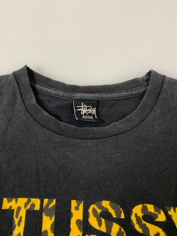 【中古品】【メンズ】 STUSSY ステューシー LEOPARD NO4 TEE 半袖 Tシャツ ショートスリーブ 142-260812-hu-27-min サイズ：M カラー：ブラック（色あせ） 万代Net店