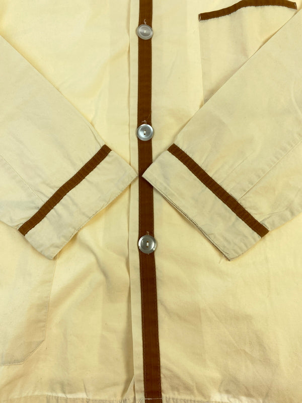 【中古品】【メンズ】 VINTAGE ヴィンテージ 推定50-70S OPEN COLLAR SHIRT 50年代-70年代 オープン メンズ 長袖シャツ トップス 146-260817-em-28-min サイズ：44/46 カラー：ライトイエロー 万代Net店