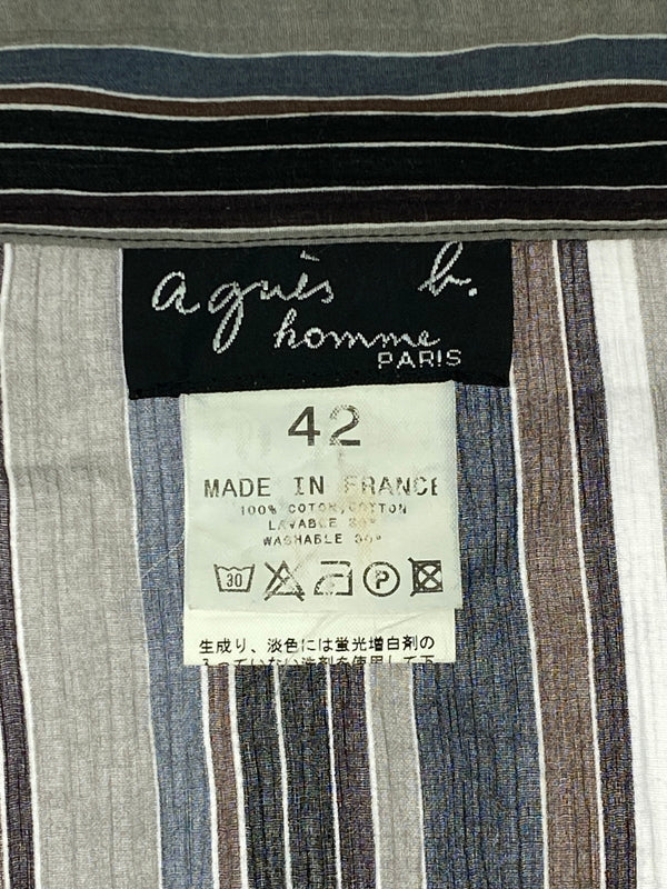 【中古品】【メンズ】 AGNES B. HOMME アニエスベー オム ストライプシャツ フランス製 メンズ 長袖シャツ 縞模様 141-260817-em-21-min サイズ：42 カラー：マルチカラー 万代Net店