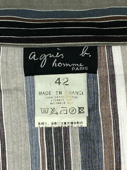 【中古品】【メンズ】 AGNES B. HOMME アニエスベー オム ストライプシャツ フランス製 メンズ 長袖シャツ 縞模様 141-260817-em-21-min サイズ：42 カラー：マルチカラー 万代Net店