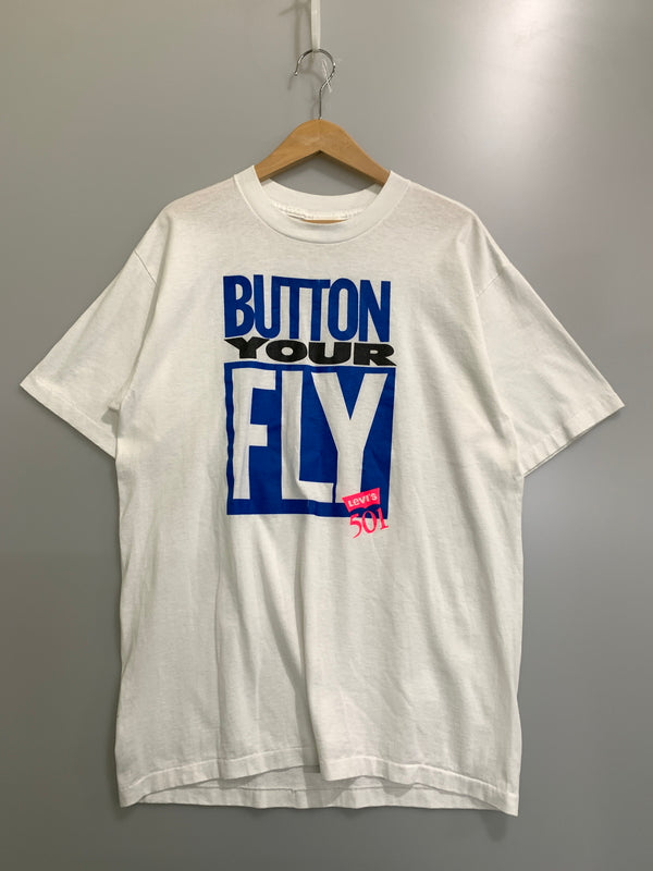 【中古品】【メンズ】 LEVI'S リーバイス 90S BUTTON YOUR FLY TEE Tシャツ トップス 146-260813-zi-18-min サイズ：XL カラー：ホワイト 万代Net店