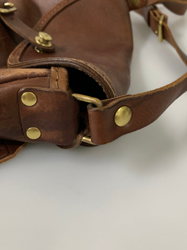 【中古品】【メンズ/レディース】 HERZ ヘルツ LEATHER SHOULDER BAG レザー ショルダーバッグ 革鞄 ハンドメイド 188-260817-em-02-min カラー：ブラウン 万代Net店