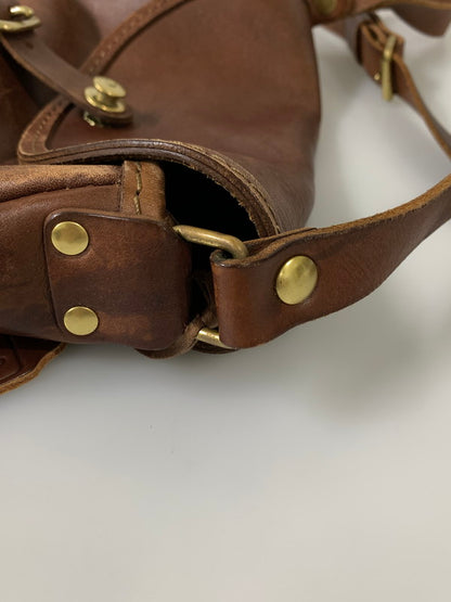 【中古品】【メンズ/レディース】 HERZ ヘルツ LEATHER SHOULDER BAG レザー ショルダーバッグ 革鞄 ハンドメイド 188-260817-em-02-min カラー：ブラウン 万代Net店