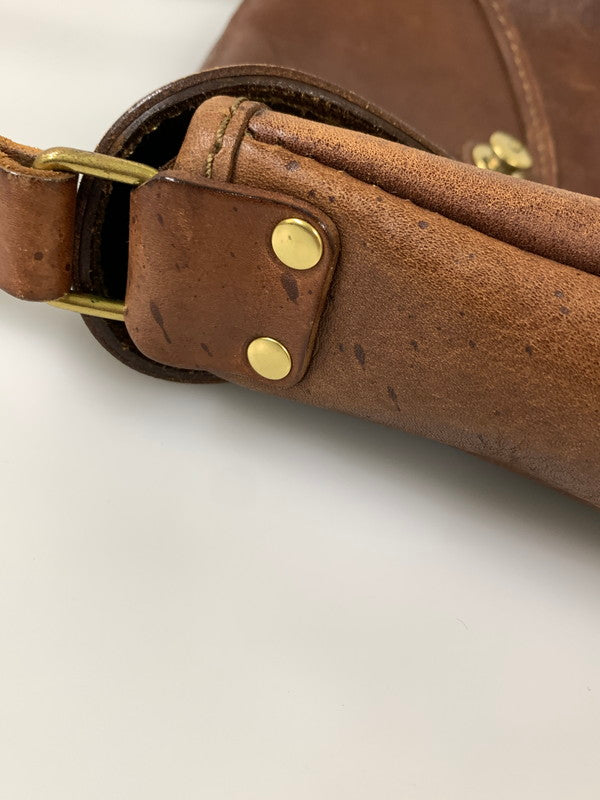 【中古品】【メンズ/レディース】 HERZ ヘルツ LEATHER SHOULDER BAG レザー ショルダーバッグ 革鞄 ハンドメイド 188-260817-em-02-min カラー：ブラウン 万代Net店