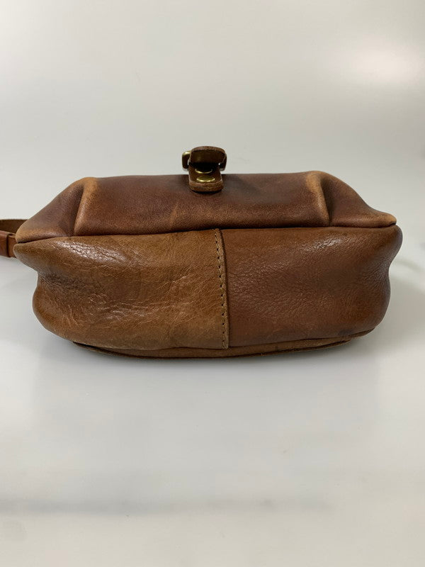【中古品】【メンズ/レディース】 HERZ ヘルツ LEATHER SHOULDER BAG レザー ショルダーバッグ 革鞄 ハンドメイド 188-260817-em-02-min カラー：ブラウン 万代Net店