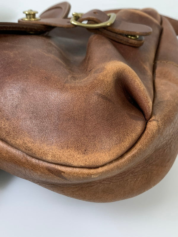 【中古品】【メンズ/レディース】 HERZ ヘルツ LEATHER SHOULDER BAG レザー ショルダーバッグ 革鞄 ハンドメイド 188-260817-em-02-min カラー：ブラウン 万代Net店