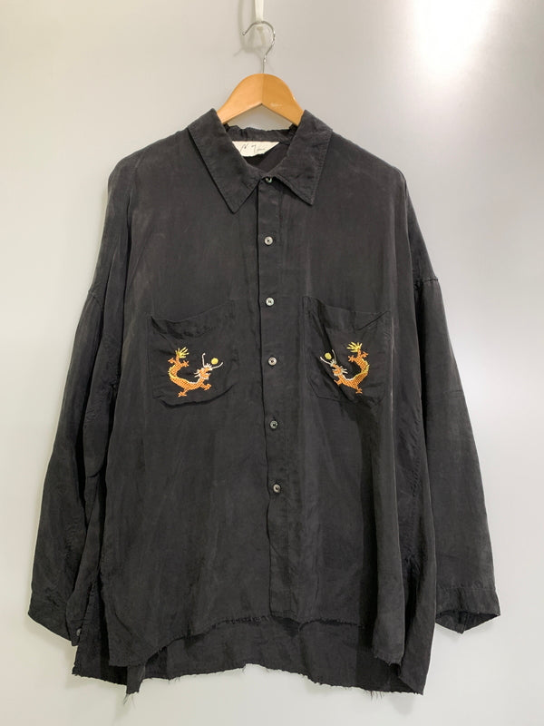 【現状渡し品】【メンズ】 ANCELLM アンセルム ANC-SH49 25SS AGING EMBROIDERY SHIRT エイジング エンブロイダリー シャツ 141-260813-zi-04-min カラー：ブラック 万代Net店