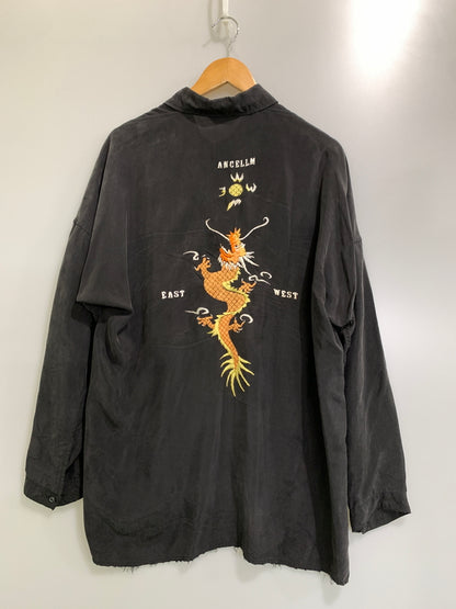 【現状渡し品】【メンズ】 ANCELLM アンセルム ANC-SH49 25SS AGING EMBROIDERY SHIRT エイジング エンブロイダリー シャツ 141-260813-zi-04-min カラー：ブラック 万代Net店