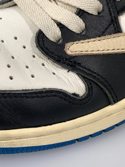 【中古品】【メンズ】 TRAVIS SCOTT × FRAGMENT DESIGN×NIKE AIR JORDAN トラヴィス スコット フラグメント デザイン ナイキ 1 LOW OG SP DM7866-140 160-260811-hu-03-min サイズ：28cm カラー：ブルー/ブラック/ホワイト 万代Net店