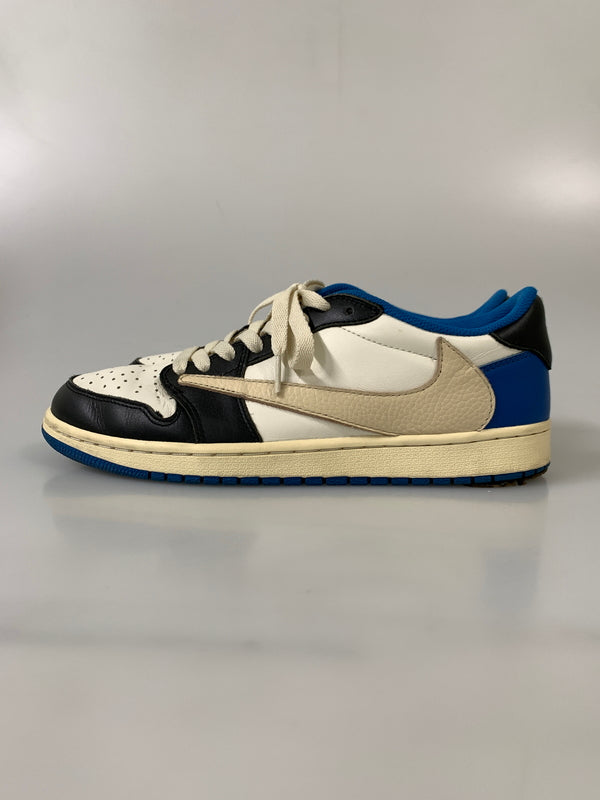 【中古品】【メンズ】 TRAVIS SCOTT × FRAGMENT DESIGN×NIKE AIR JORDAN トラヴィス スコット フラグメント デザイン ナイキ 1 LOW OG SP DM7866-140 160-260811-hu-03-min サイズ：28cm カラー：ブルー/ブラック/ホワイト 万代Net店