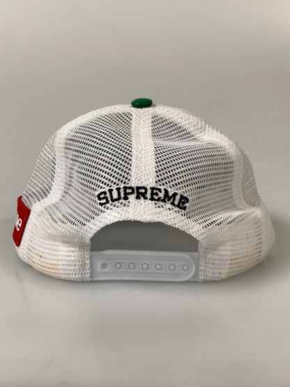【中古品】【メンズ】 SUPREME×VANSON シュプリーム バンソン LEATHER MESH BACK 5-PANEL レザーメッシュ バッグ キャップ 帽子 185--hu-09-min カラー：グリーン/ホワイト/レッド 万代Net店