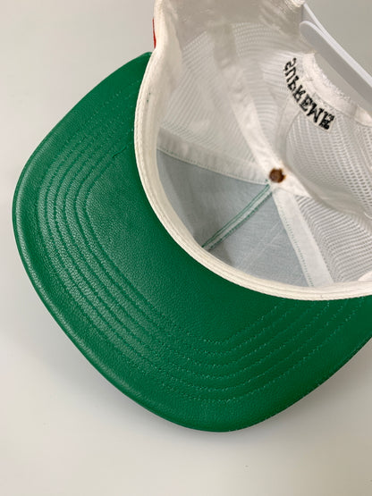 【中古品】【メンズ】 SUPREME×VANSON シュプリーム バンソン LEATHER MESH BACK 5-PANEL レザーメッシュ バッグ キャップ 帽子 185--hu-09-min カラー：グリーン/ホワイト/レッド 万代Net店