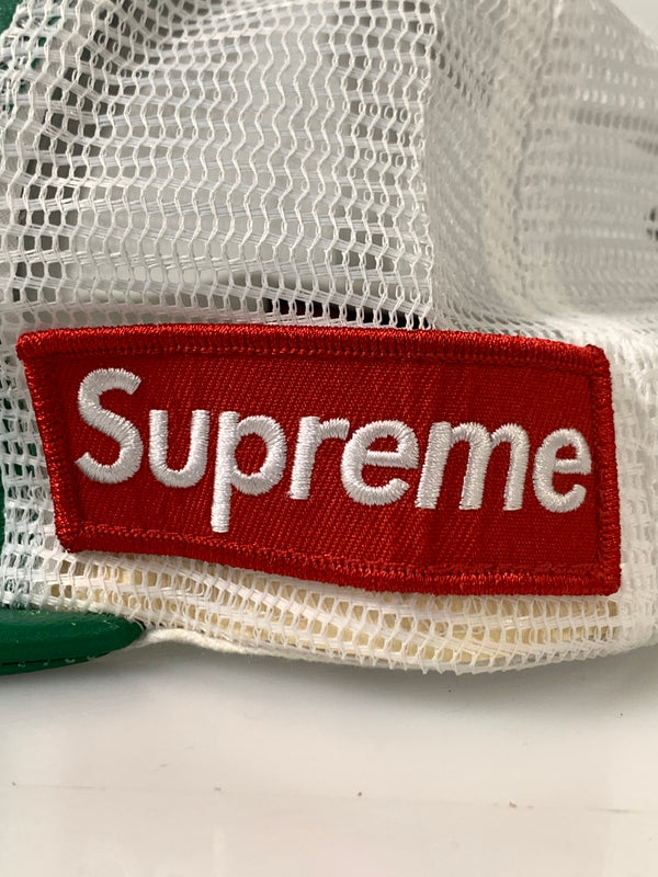 【中古品】【メンズ】 SUPREME×VANSON シュプリーム バンソン LEATHER MESH BACK 5-PANEL レザーメッシュ バッグ キャップ 帽子 185--hu-09-min カラー：グリーン/ホワイト/レッド 万代Net店