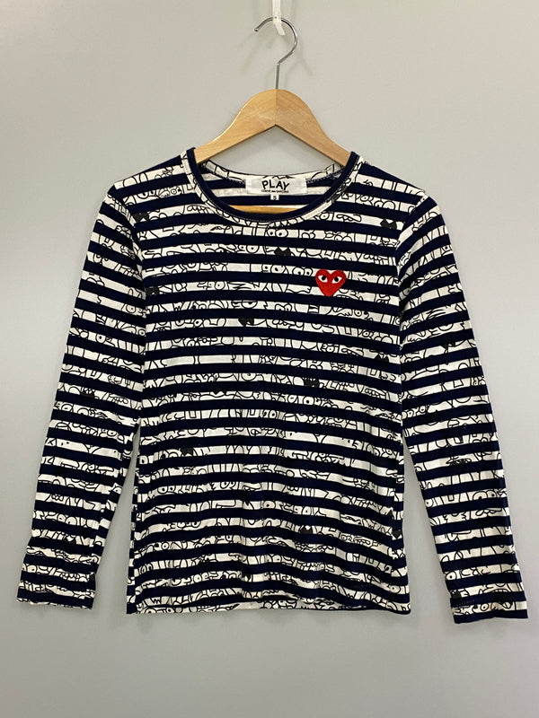 【中古品】【メンズ】 PLAY COMME DES GARCONS×THE SIMPSONS コムデギャルソン ザ・シンプソンズ BORDER L S TEE ボーダー ロングスリーブT 長袖Tシャツ 長袖TEE 140-260815-ta-27-min サイズ：S カラー：マルチカラー 万代Net店
