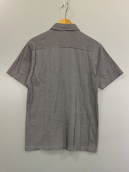 【中古品】【メンズ】 FRED PERRY フレッドペリー HICKORY SHIRT F1345 ヒッコリーシャツ 半袖シャツ 141-260815-ta-20-min サイズ：L カラー：ブラック/ホワイト 万代Net店