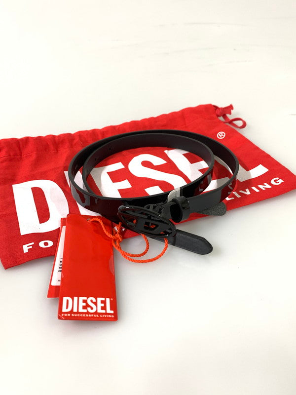 【中古品】【レディース】 DIESEL ディーゼル B-PLAY BELT ビー プレイ ベルト レディース アクセサリー カウレザー 細身 205-260817-em-07-min サイズ：80/32 カラー：ブラック 万代Net店