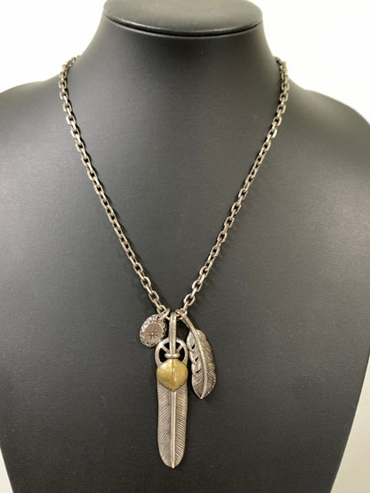 【中古品】【メンズ/レディース】 USED ユーズド SILVER NECKLACE シルバー ネックレス アクセサリー フェザーモチーフ 翼 シルバー925 銀 192-260817-em-13-min カラー：シルバー 万代Net店