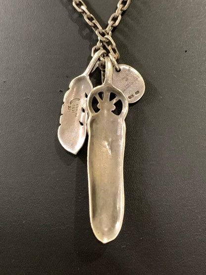 【中古品】【メンズ/レディース】 USED ユーズド SILVER NECKLACE シルバー ネックレス アクセサリー フェザーモチーフ 翼 シルバー925 銀 192-260817-em-13-min カラー：シルバー 万代Net店